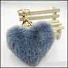 Portachiavi Cuore Pompon Arcobaleno Palle di peluche Portachiavi Ciondolo per le donne Moda Borsa per auto Accessori Portachiavi Titolare Drop Delivery Jewe Otf31