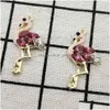 Charms 10st Crystal Flamingo Charm smycken tillbehör örhänge hänge armband halsband zinklegering diy hitta 15x30mm drop delive dh6mb