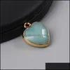 Arts et artisanat naturel oeil de tigre pierre améthystes pendentif coeur forme collier en métal boucle d'oreille charme pour faire des bijoux livraison directe Dhsio