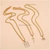 Pendant Necklaces Fashion Jewelry Mtilayer Necklace Metallic Butterfly Cross 3Pcs/Set Drop Delivery Pendants Dhcwy