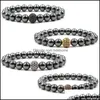 Bracelets porte-bonheur 8Mm Hématite Thérapie Perles Pour Femmes Hommes Bracelet Pierre Naturelle Bracelet Bijoux De Mode Cadeau D'anniversaire G114S F Drop Del Dhvew