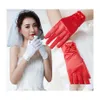 Пять пальцев перчатки женщины свадебные свадебные короткие атласные флаяные пальцы запястья костюмированная вечеринка выпускной вечеринки с капля