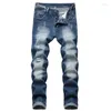 Men's Jeans Men Long Straight Slim Hole Cotton Denim Pants Button Cardigan Oversize1 Naom22