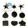 Encantos 10X Esmalte negro Redondo Corazón Estrella Geometría Diy Pulsera Collar Accesorio de joyería de metal Artesanía hecha a mano Entrega de gota Encontrar Dht08