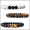 Charm Bracelets Natural Stone For Women Men Handmade 8Mm Yoga Beads Bangle Black Matte Agate Tiger Bracelet Fashion Jewelry B574S F Dhkma