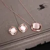 Collier Boucles D'oreilles Ensemble Mode Simple Pendentif Opale Rose