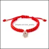 Bracelets de charme Fatima Hand Hamsa Evil Eye Eye Rouge Traité à cordes Chaînes Brangle pour femmes Fashion Fashion Diy Bijoux fait à la main Drop Deli Otjwg