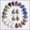 Arts And Crafts Natural Stone Charms Shimmer Amethysts Section Water Drop Shape Gold Color Connector Pendants For Necklace Jewelry M Dhydw