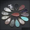 Arts And Crafts Natural Stone Water Drop Rose Quartz Turquoise Pendant Charms Diy For Druzy Bracelet Necklace Earrings Jewelry Makin Dhyqd