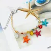 Bangle Colorful Star Chain Armband Pärlor Starfish Anklets för kvinnor handgjorda fotledsarmband Fot smycken Cheville Femme