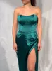 Sexy Green Evening Dress Long Side Split Party Dresses Sweetheart Exposed Boning Lace-Up Back Cocktail Gowns