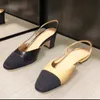 Summer Beach Sandals designer shoes Casual fashion 100% leather shoes Belt buckle Thick heel Heels Baotou lady Flat Work Women Dress SHoes Large size 3541--42 With box