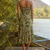 Casual Dresses Floral Print Women Slip Midi Dress 2023 Spring Summer Spaghetti Strap V-neck Beach Style Female Long RobesCasual