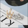 Pins Brooches Fashion Small Crown Fl Rhinestone Crystal Lapel Pins Alloy Gold Sier Plated Girls Denim Shirt Badge Jewelry Gift Bag Dh4Vl