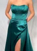 Sexy Green Evening Dress Long Side Split Party Dresses Sweetheart Exposed Boning Lace-Up Back Cocktail Gowns