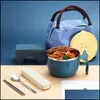 Bowls Stainless Steel Instant Noodle Bowl With Lid Home Office Worker Student Lunch Box Tableware Large Set Drop Delivery Garden Kit Dhkfw