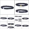 Perlen Mode 8Mm Schwarzer Lavastein Baum Des Lebens Perlen Armbänder DIY Aromatherapie Ätherisches Öl Diffusor Armband Für Frauen Männer Frie Otuhc