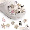 Shoe Parts Accessories 5Pcs/Lot Rhinestone Bling Croc Charms Alloy Flower Charm Decoration Buckle Clog Buttons Pins Drop Delivery S Dhwab