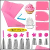 Kit de decoração de bolo de pastelaria de panificação Pi Dicas de gelo de gelo Sile Silencie Bacs Scrapers Screwers Conjunto de acopladores DIY Drop Drop Home Garden K Dhqjg