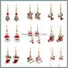 Dangle Chandelier Christmas Cartoon Womens Drop Earrings Alloy Father Snowman Tree Earring For Ladies Fashion Jewelry Delivery Ot9Xc