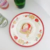 Tallrikar 8 tum Kawaii Girl Dinner Plate Creative Fruit Afternoon Tea Dessert Tray Kitchen Tools Tablar Bivakning