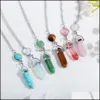 H￤nge halsband mode opal sten hexagonal column lila rosa kvarts f￶r kvinnor runda naturliga kristallhalsband bohemiska uttalande otzdz