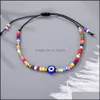 Catena a maglie Est Lucky Turkish Evil Blue Eye Braccialetto di perline casuale Fatto a mano Accessori carini Braccialetti di corda di protezione per le donne Ven Dhspg