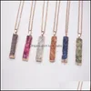 Pendant Necklaces Jln Geode Druzy Long Bar Rec Agate Genuine Gemstone Natural With Brass Chain Necklace 37 W2 Drop Delivery Jewelry P Dhq6B