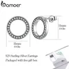 Stud Earrings Bamoer 925 Sterling Silver Round Fashion For Women Shiny Luxury Zircon Summer Elegant Wedding Jewelry GOS437