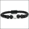 Bracelets De Charme De Mode Roche Volcanique Perlé Bijoux Pour Hommes Femmes Pierre Naturelle Oeil De Tigre En Cuir Tressé Bracelet Bracelet Corde Goutte Dhe4H