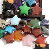 Arts And Crafts Natural Stone 25Mm Star Charms Opal Quartz Tigers Eye Turquoise Crystal Pendants Clear Gem Fit Necklace Making Assor Dh90B