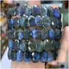 Beaded Strand Rainbow Labradorite Stone Beads Bracelet Natural Gemstone Diy Jewelry Bangle For Woman Man Gift Wholesale Drop Deliver Dhxn1