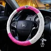 Rattet täcker Crystal Crown Rhinestone Covered Car Cover Leather Auto Steering-Covers Case Diamond for Women Girls Styling