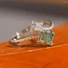 Klusterringar Luomansi 1CT Green Moissanite Ring med GRA -certifikat - S925 Sterling Silver Jewelry Wedding Party Gift