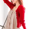 Kvinnors stickor 2023 Summer Spring Women's Korean Autumn tröja Sexig tät kofta kvinnor Slim midja rund hals kort stycke