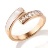 Kristall Öffnung Ring für Frau Mädchen Mode Neue Klassische Zirkon Shell Kreuz Finger Ringe Edelstahl Weiblichen Schmuck Schlange ring
