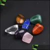 Arts and Crafts 8pcs/Set Reiki Natural Stone tuimelde Irregar Polishing Rock Quartz Yoga Energy Bead voor Chakra Healing Decoratie Dr Dhklv