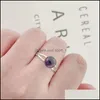 Arts And Crafts Natural Stone Ring For Women Amethyst Turquoise Flower Green Rings Wedding Party Jewelry Drop Delivery Home Garden Dh5Zf