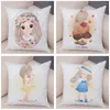 Cuscino Nordic Cartoon Ballet Girl Print Decorazioni cuscino Custodia per il divano Copertura per bambini 45x45 cm Copertina di peluche morbida