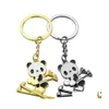 Key Rings Cute Snowboarding Panda Outdoor Cam Hiking Kids Gift Ski Snowboarder Horse Keychain Couple Pendant Jewelry Drop Delivery Otjg3