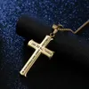 Pendant Necklaces WAWFROK Stainless Steel Men Bible Letter Cross Necklace For Jesus Christ Long Chain Initial 2 Colors