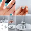 Rings Cluster Classici originali 1 925 Sterling Sier 6 Claw Zircon Intarsio Wide Women Logo Romance Gioielli Fine San Valentino Drop DE DHLRJ