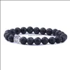 Perlen Mode 8Mm Schwarzer Lavastein Baum Des Lebens Perlen Armbänder DIY Aromatherapie Ätherisches Öl Diffusor Armband Für Frauen Männer Frie Otuhc