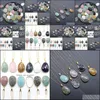 Konst och hantverk Natural Quartz Stone Pendant Halsband f￶r kvinnor L￤kande smycken Pendum Amazonite Labradorite Pink Crystal DHVT5