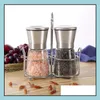 Mills Pepper Mill Grinder Stainless Steel Manual Salt Portable Glass Mler Sauce Home Kitchen Tool Sn3923 Drop Delivery Garden Dining Dhpla