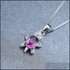 Colares pendentes azuis azuis roxos de zircão roxo Tartaruga arco -íris para mulheres jóias de moda Mticolor Cristal Animal Colarptop Ot6el