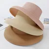 Wide Brim Hats Summer Sun Ladies Solid Plain Elegant Hat Female Round Top Panama Floppy Straw Beach Women