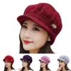 Visors Winter Mothers Middle-aged And Elderly Ladies With Fleece Thick Knitted Wool Warm Pumpkin Beret Short Eaves