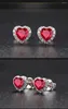 Studörhängen Classic for Women S925 Silver Heart Red Gemstone Wedding Engagement Promise Bridal eleganta smycken