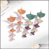 Dangle Chandelier Fashion Crystal Long Stud Earrings Colorf Leaf Shape Diamond Earring Wedding Jewelry For Women Girls Party Gift Dhrpw